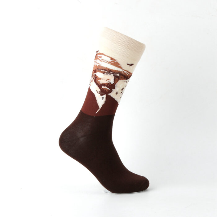 Van Gogh self portrait art socks - Image 2