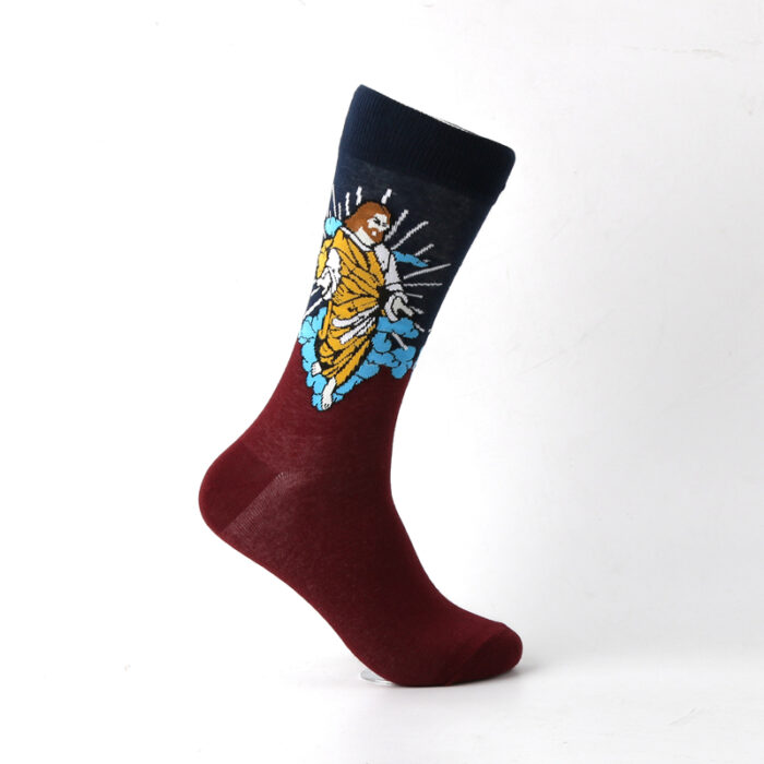 Jesus oil painting art socks - Image 2
