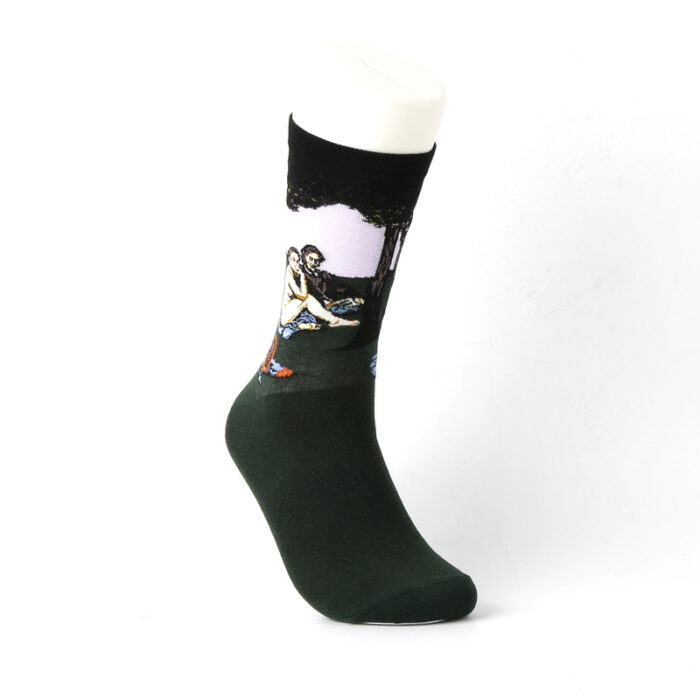 Men and women under the tree, art socks