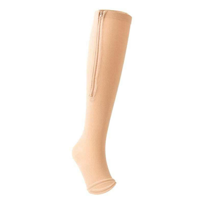 Knee High Compression Stocking (below the knee)  Skin or Black for Anti Varicose veins Lycra Relax Medical compression hose Open toe