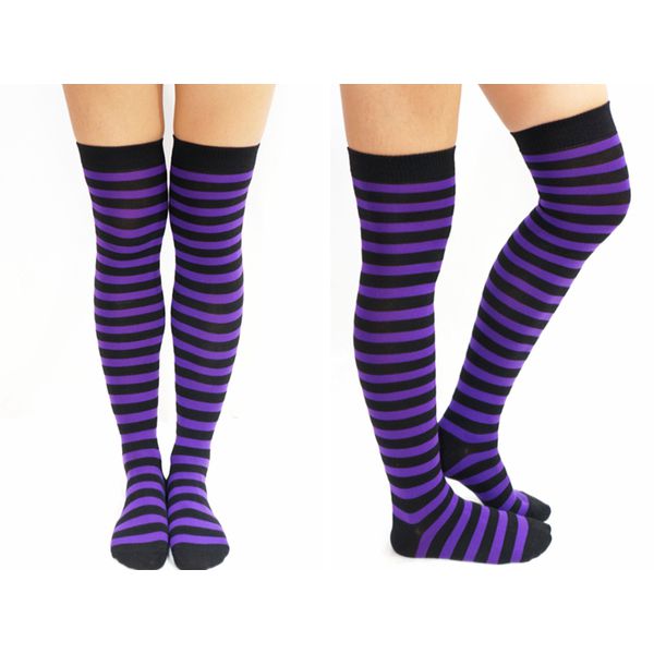 thigh high striped socks, Support custom & private label - Kaite socks