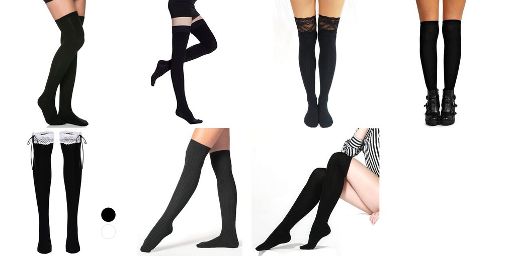 black high knee socks