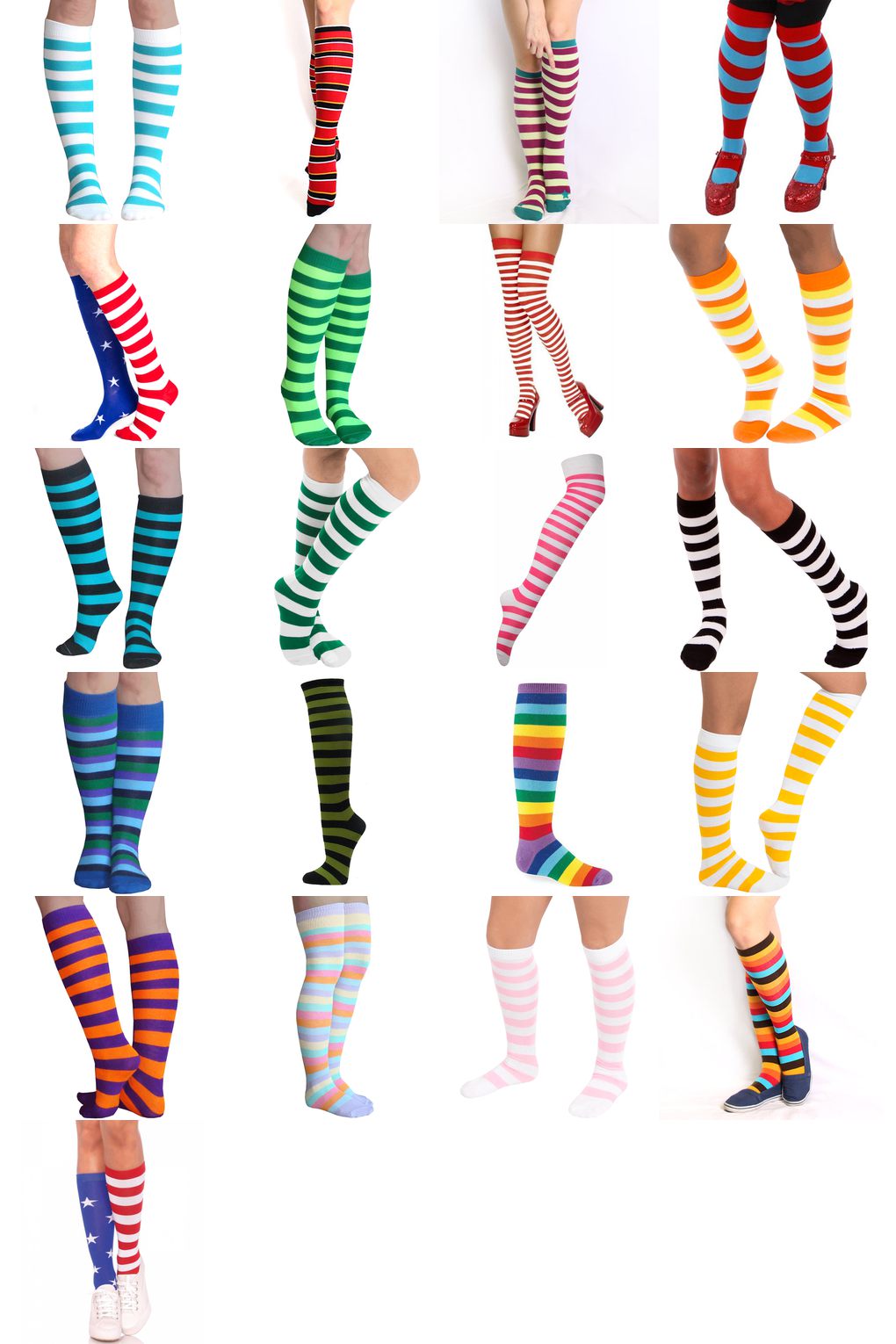 striped socks knee high